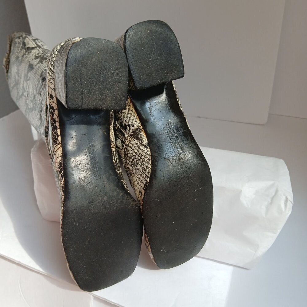 Vintage60's/70's  SnakePrint KneeHigh BlockHeel SquareToe Mod GoGoBoots Sz8 - Picture 9 of 14